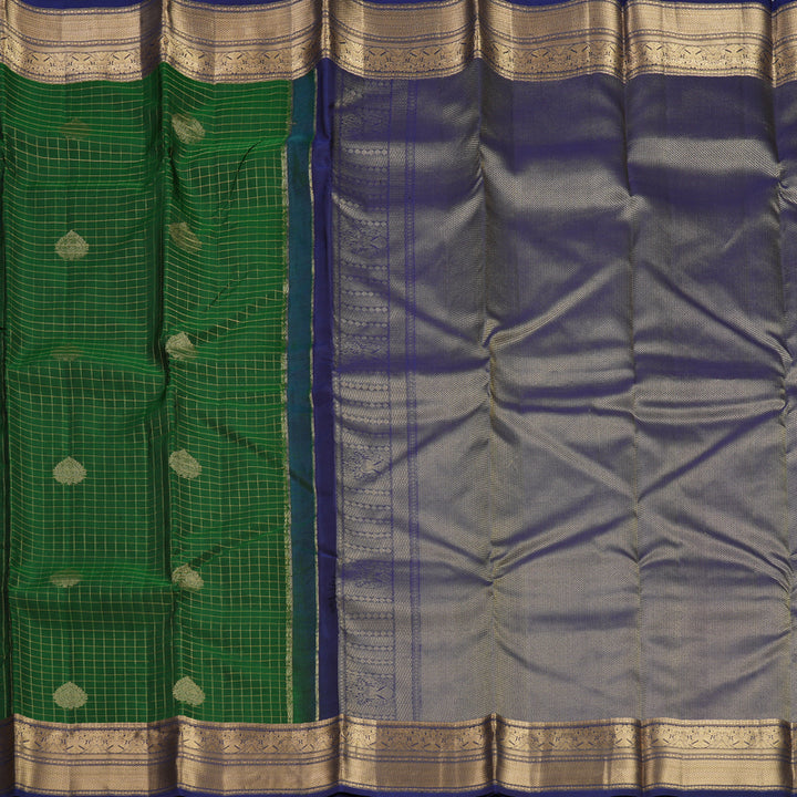 Hayagrivas Handloom Bottle Green Kanjivaram Silk Saree with Navy Blue Border KBF774H11-4