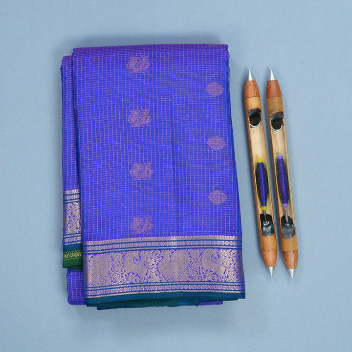 Hayagrivas Handloom MS Blue Kanjivaram Silk Saree KBF774H14-1