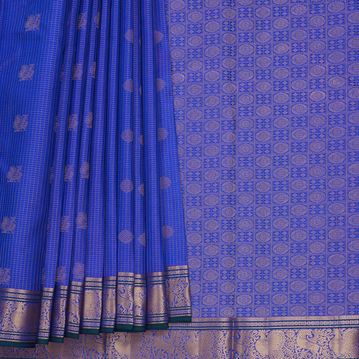 Hayagrivas Handloom MS Blue Kanjivaram Silk Saree KBF774H14-1