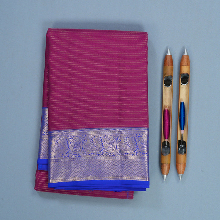 Hayagrivas Handloom Purple Kanjivaram Silk Saree with MS Blue Border KBF774H15-3