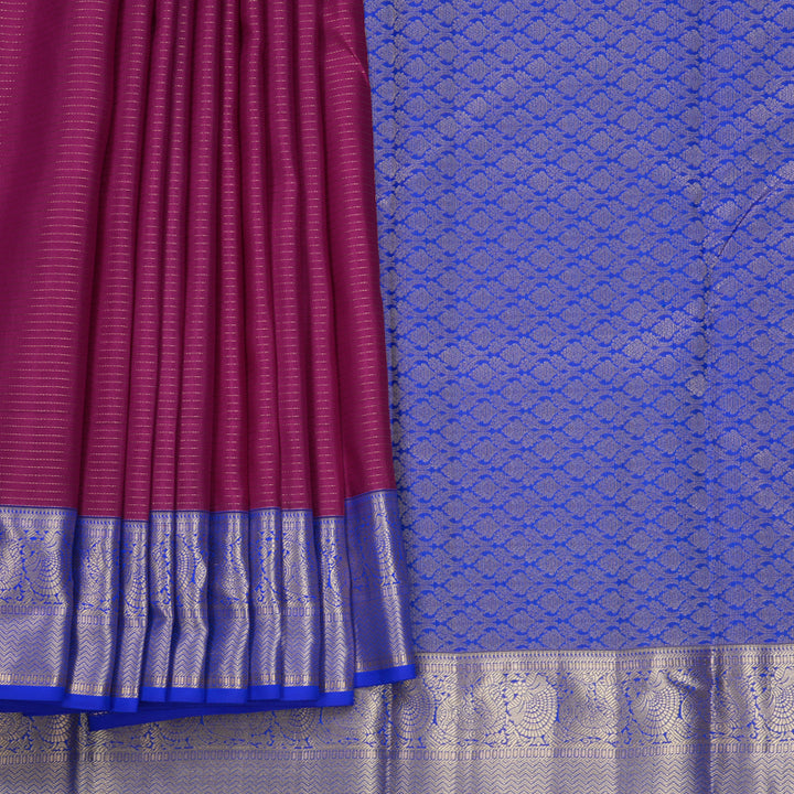 Hayagrivas Handloom Purple Kanjivaram Silk Saree with MS Blue Border KBF774H15-3