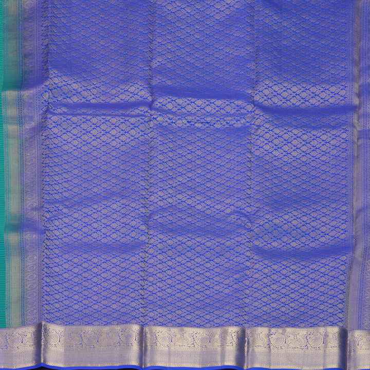 Hayagrivas Handloom Sea Green Kanjivaram Silk Saree with Royal Blue Border KBF774H15-4