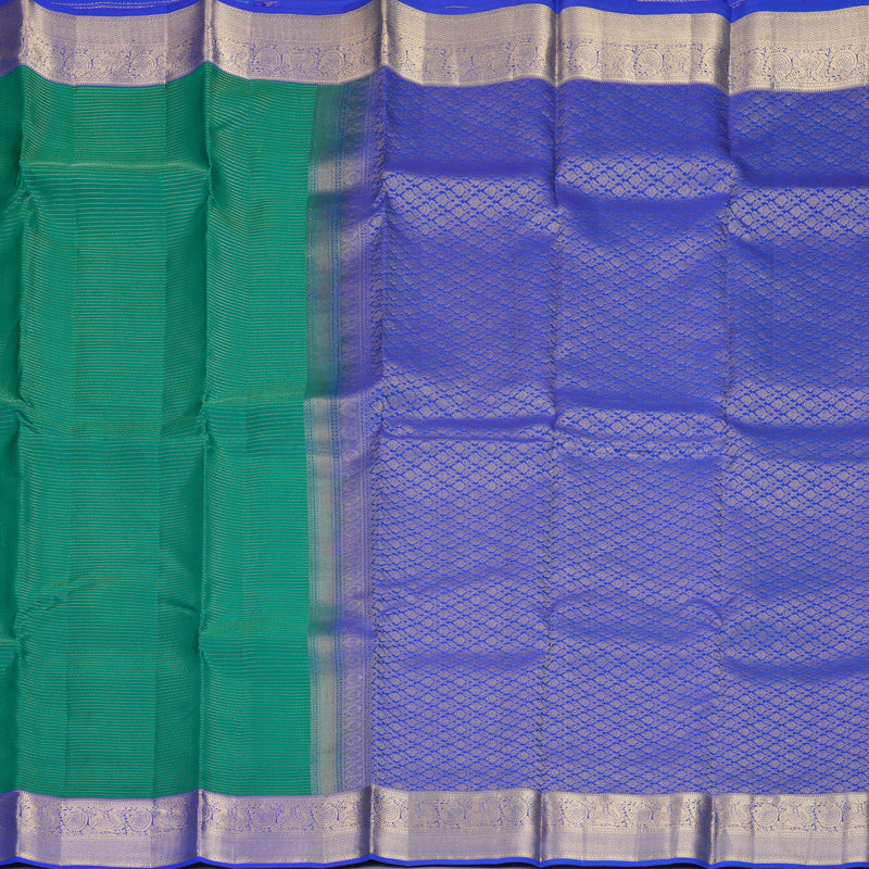 Hayagrivas Handloom Sea Green Kanjivaram Silk Saree with Royal Blue Border KBF774H15-4