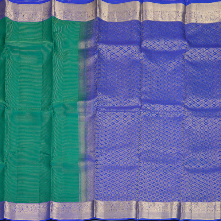 Hayagrivas Handloom Sea Green Kanjivaram Silk Saree with Royal Blue Border KBF774H15-4