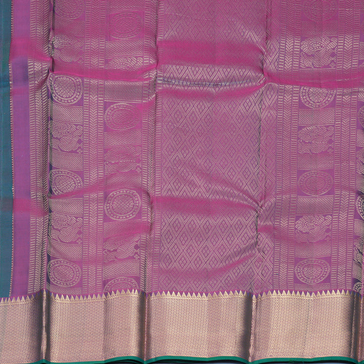 Hayagrivas Handloom Green Kanjivaram Silk Saree with Purple Border KBF774H16-3