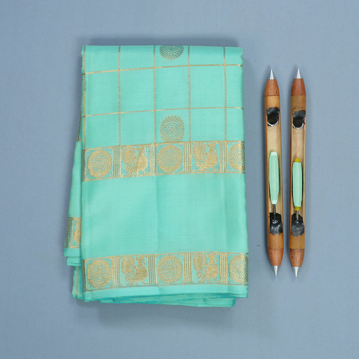 Hayagrivas Handloom Sea Blue Kanjivaram Silk Saree KBF774H19-8