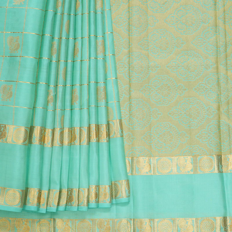 Hayagrivas Handloom Sea Blue Kanjivaram Silk Saree KBF774H19-8
