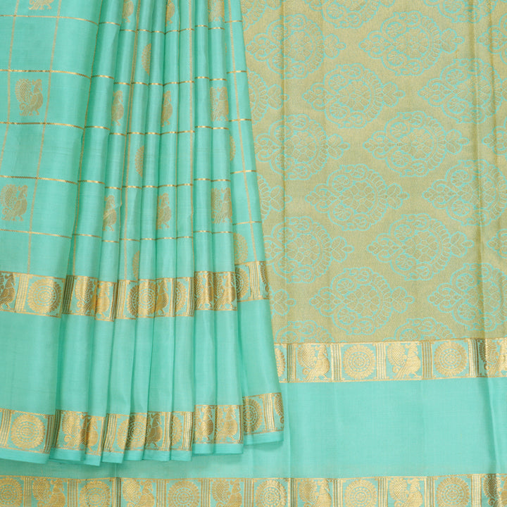 Hayagrivas Handloom Sea Blue Kanjivaram Silk Saree KBF774H19-8
