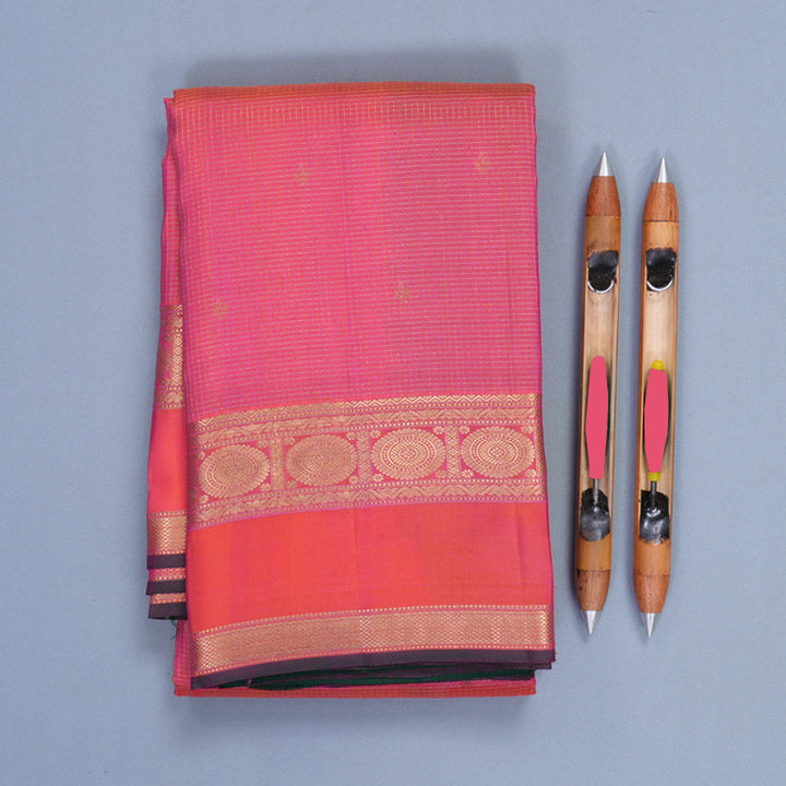 Hayagrivas Handloom Orangish-Pink Kanjivaram Silk Saree KBF774H9-5