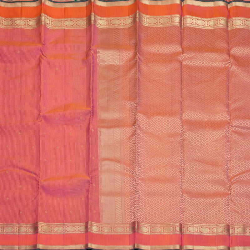 Hayagrivas Handloom Orangish-Pink Kanjivaram Silk Saree KBF774H9-5