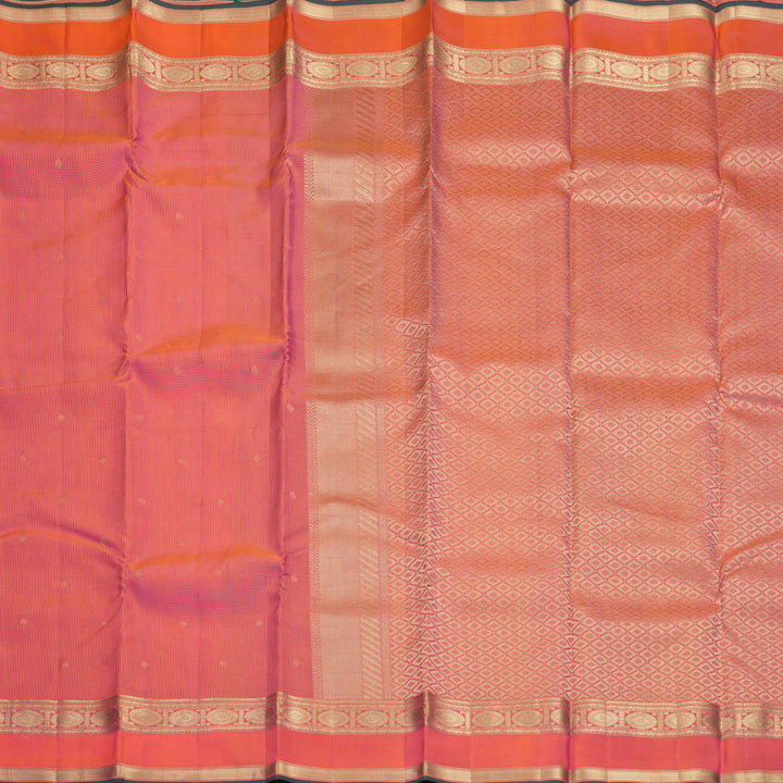 Hayagrivas Handloom Orangish-Pink Kanjivaram Silk Saree KBF774H9-5