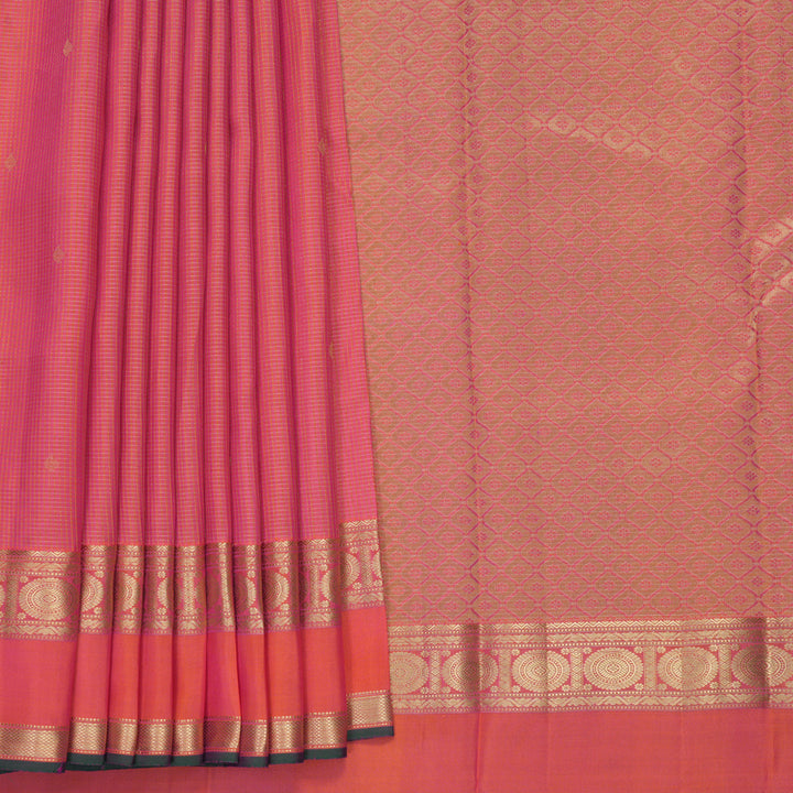 Hayagrivas Handloom Orangish-Pink Kanjivaram Silk Saree KBF774H9-5