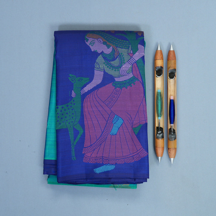 Hayagrivas Handloom Mayilkazhuthu Kanjivaram Silk Saree with Ink Blue Border KBF775H1-10