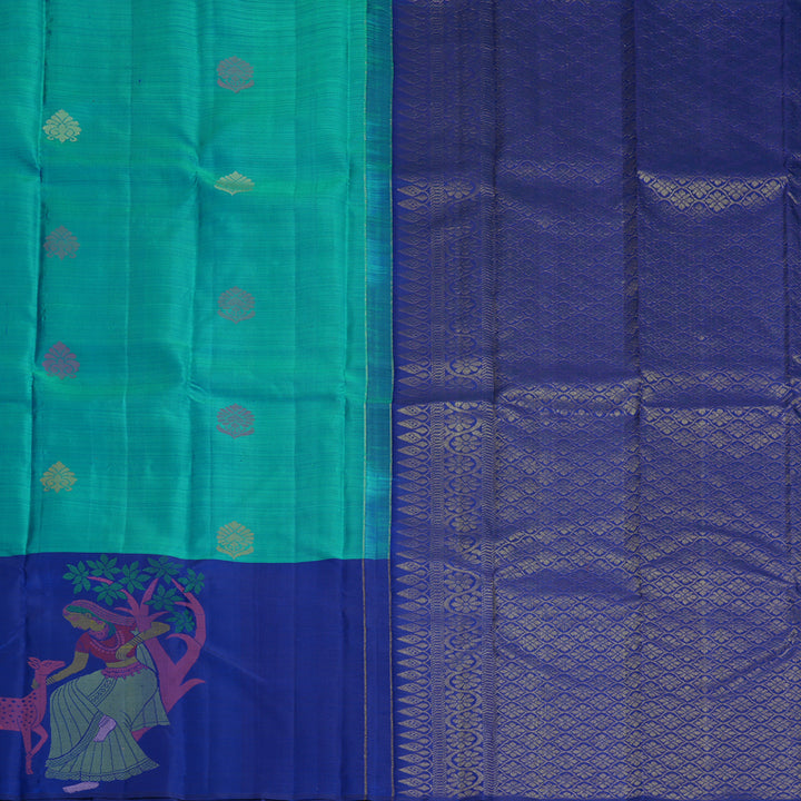 Hayagrivas Handloom Mayilkazhuthu Kanjivaram Silk Saree with Ink Blue Border KBF775H1-10