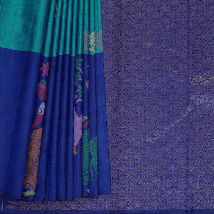 Hayagrivas Handloom Mayilkazhuthu Kanjivaram Silk Saree with Ink Blue Border KBF775H1-10