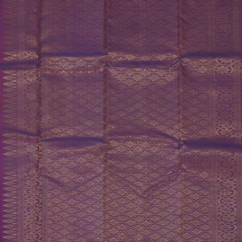 Hayagrivas Handloom Orangish-Pink Kanjivaram Silk Saree with Purple Border KBF775H1-13