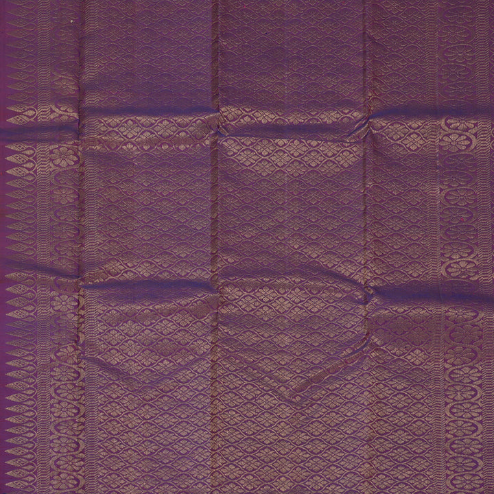Hayagrivas Handloom Orangish-Pink Kanjivaram Silk Saree with Purple Border KBF775H1-13