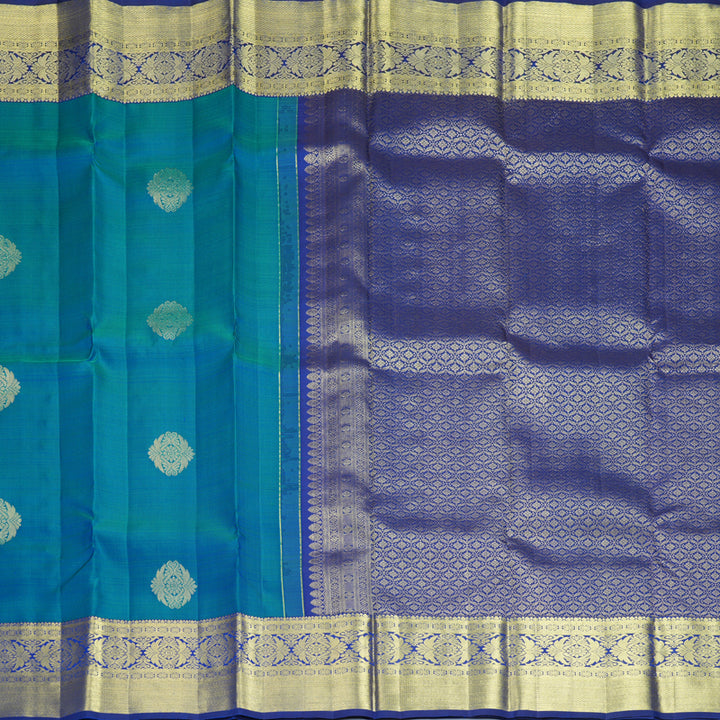 Hayagrivas Handloom Mayilkazhuthu Kanjivaram Silk Saree with Ink Blue Border KBF776H1-6