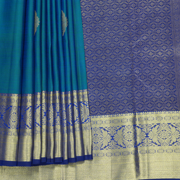 Hayagrivas Handloom Mayilkazhuthu Kanjivaram Silk Saree with Ink Blue Border KBF776H1-6