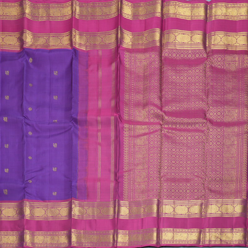 Hayagrivas Handloom Purple Kanjivaram Silk Saree with Purplish-Pink Border KBF776H2-3