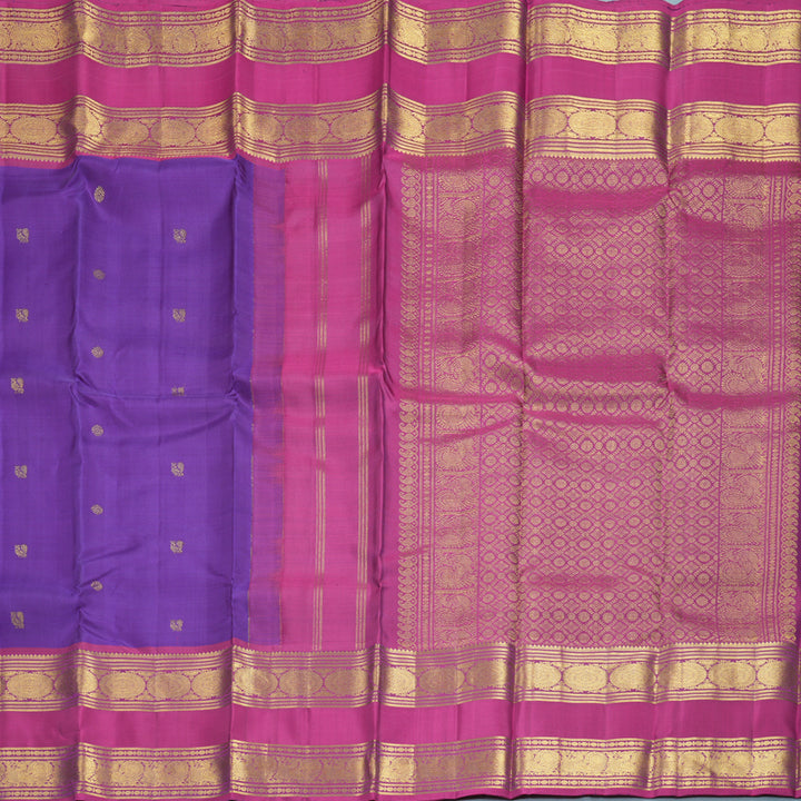 Hayagrivas Handloom Purple Kanjivaram Silk Saree with Purplish-Pink Border KBF776H2-3