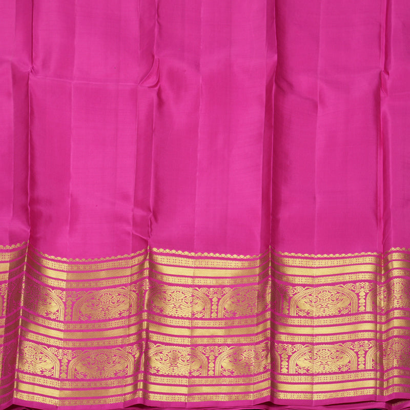 Hayagrivas Handloom Orangish-Pink Kanjivaram Silk Saree with Rani Pink Border KBF776H2-5