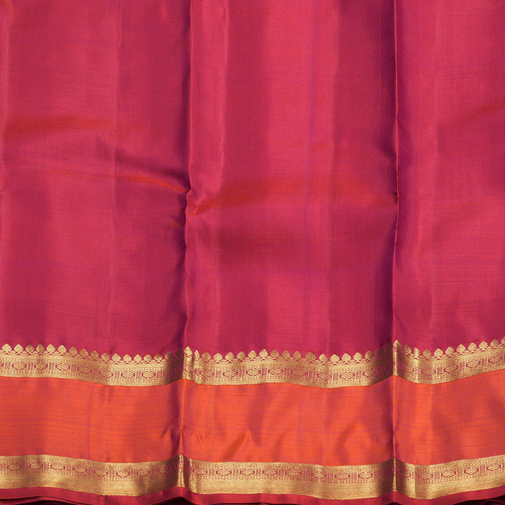 Hayagrivas Handloom Wine Purple Kanjivaram Silk Saree with Orange Border KBF776H2-6