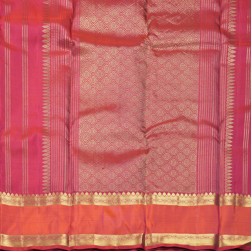 Hayagrivas Handloom Wine Purple Kanjivaram Silk Saree with Orange Border KBF776H2-6