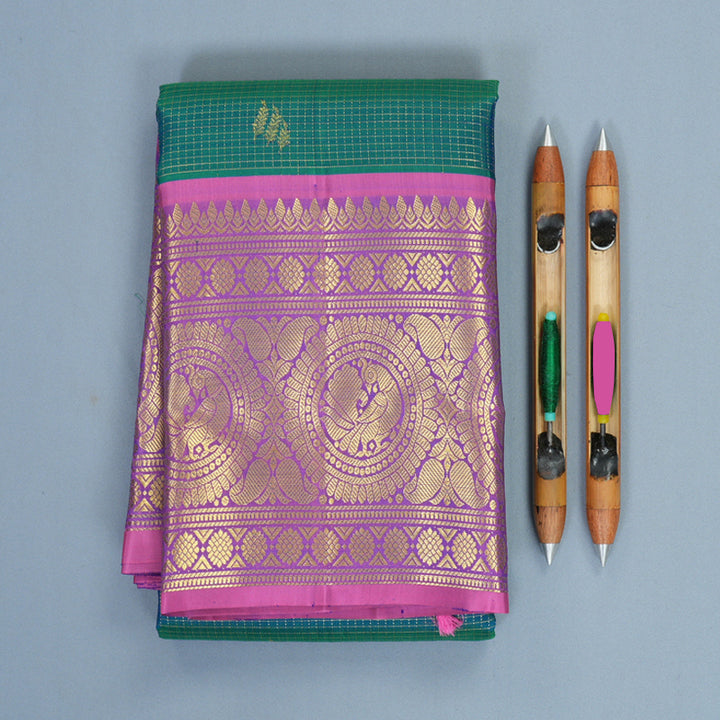 Hayagrivas Handloom Mayilkazhuthu Kanjivaram Silk Saree with Lavender Border KBF776H3-1