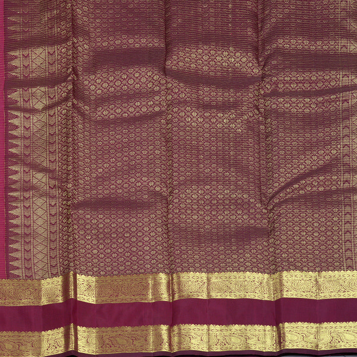 Hayagrivas Handloom Rani Pink Kanjivaram Silk Saree with Purple Border KBF776H3-4