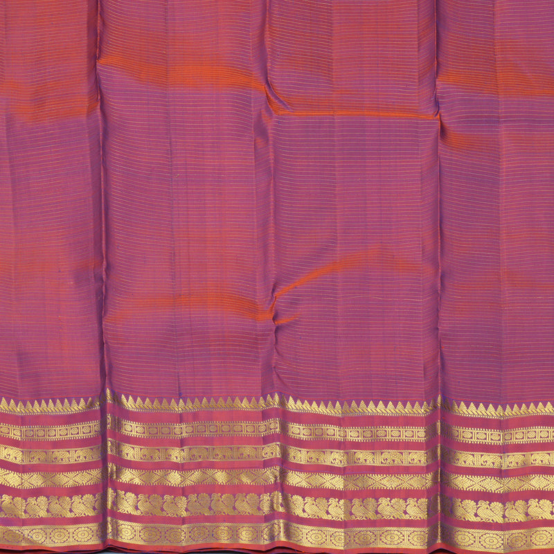 Hayagrivas Handloom Mayilkazhuthu Kanjivaram Silk Saree with Rust Purple Border KBF776H3-5