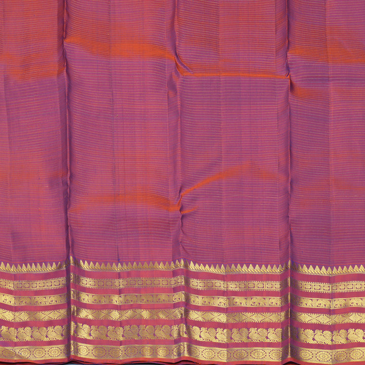 Hayagrivas Handloom Mayilkazhuthu Kanjivaram Silk Saree with Rust Purple Border KBF776H3-5