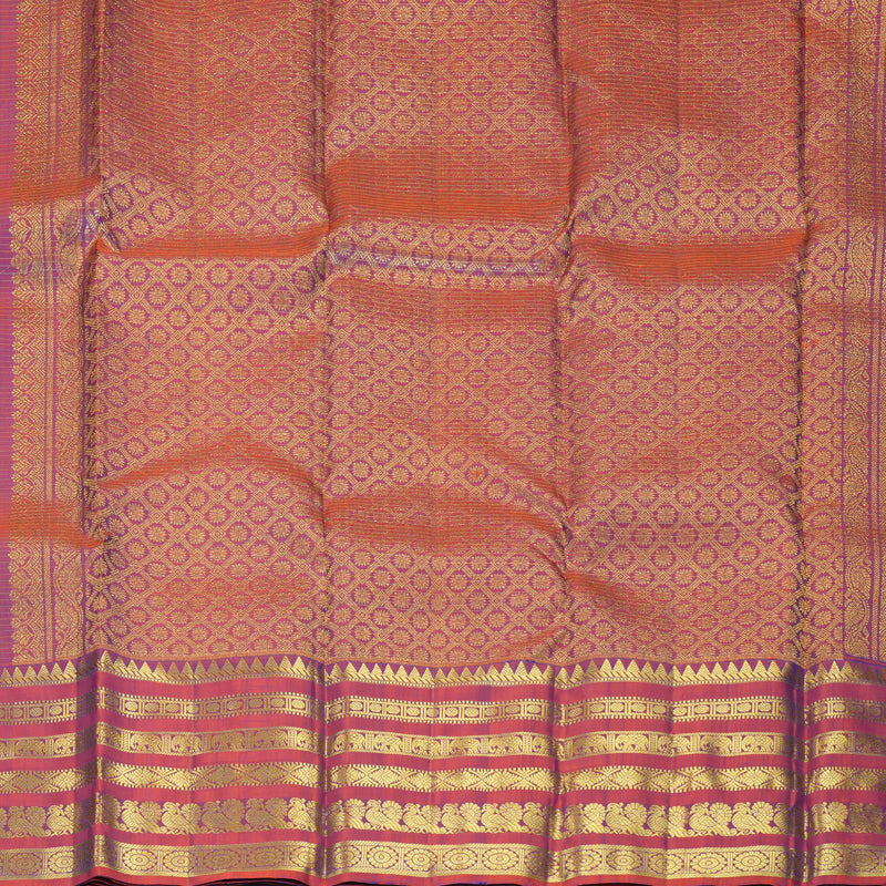 Hayagrivas Handloom Mayilkazhuthu Kanjivaram Silk Saree with Rust Purple Border KBF776H3-5