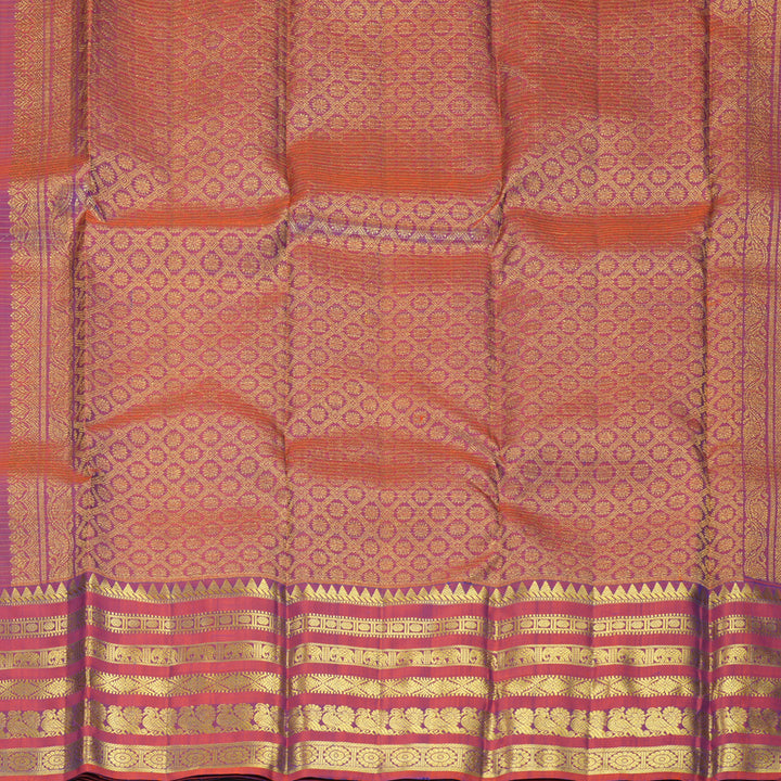 Hayagrivas Handloom Mayilkazhuthu Kanjivaram Silk Saree with Rust Purple Border KBF776H3-5