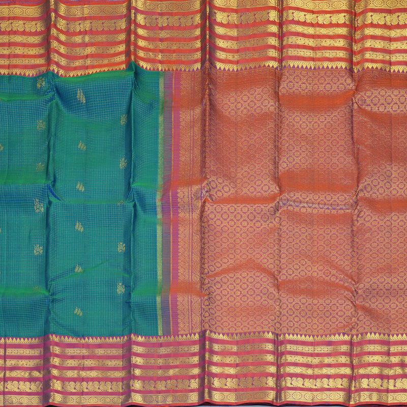Hayagrivas Handloom Mayilkazhuthu Kanjivaram Silk Saree with Rust Purple Border KBF776H3-5