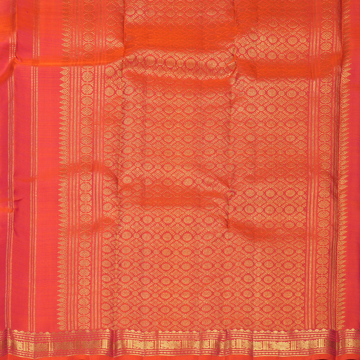 Hayagrivas Handloom Orangish-Pink Kanjivaram Silk Saree KBF776H4-1