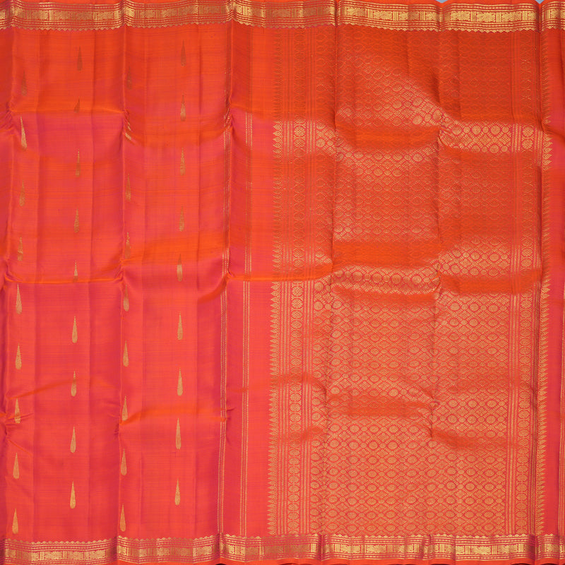 Hayagrivas Handloom Orangish-Pink Kanjivaram Silk Saree KBF776H4-1