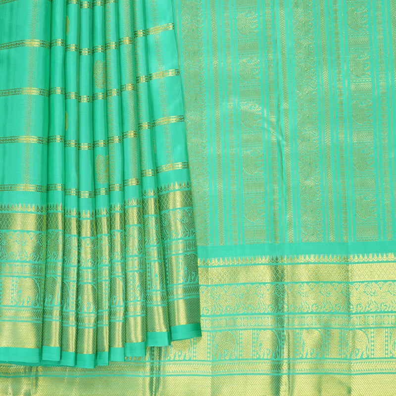 Hayagrivas Handloom Sea Green Kanjivaram Silk Saree KBF776H8-1