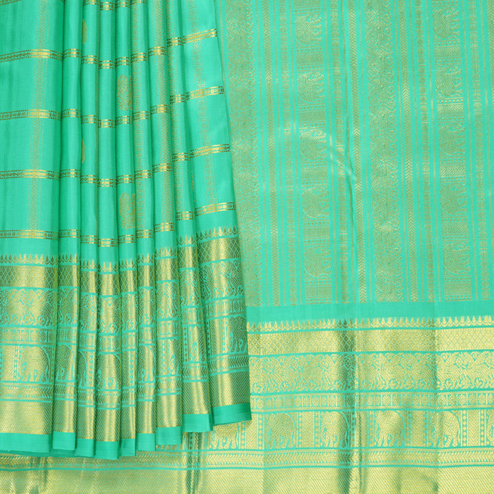 Hayagrivas Handloom Sea Green Kanjivaram Silk Saree KBF776H8-1