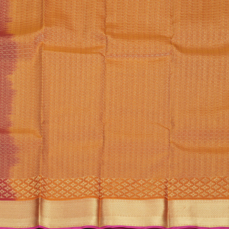 Hayagrivas Handloom Maroon Kanjivaram Silk Saree with Rust Orange Border KBF777H2-5