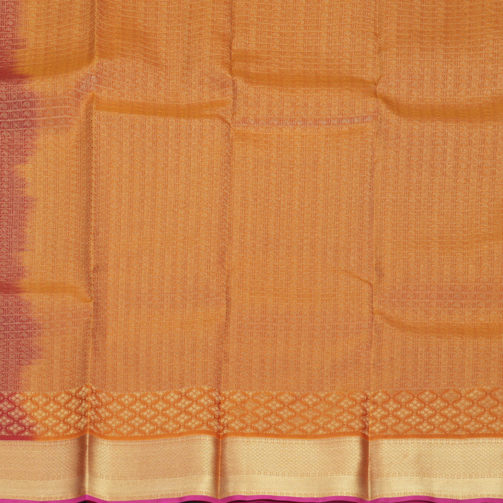 Hayagrivas Handloom Maroon Kanjivaram Silk Saree with Rust Orange Border KBF777H2-5