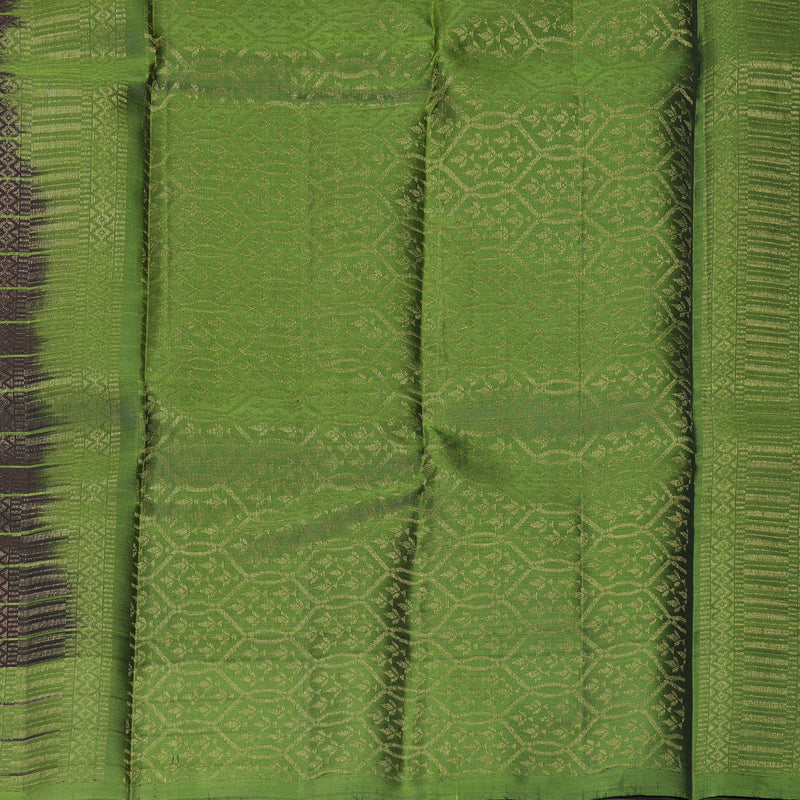 Hayagrivas Handloom Kanchana Brown Kanjivaram Silk Saree with Olive Green Border KBF777H7-3