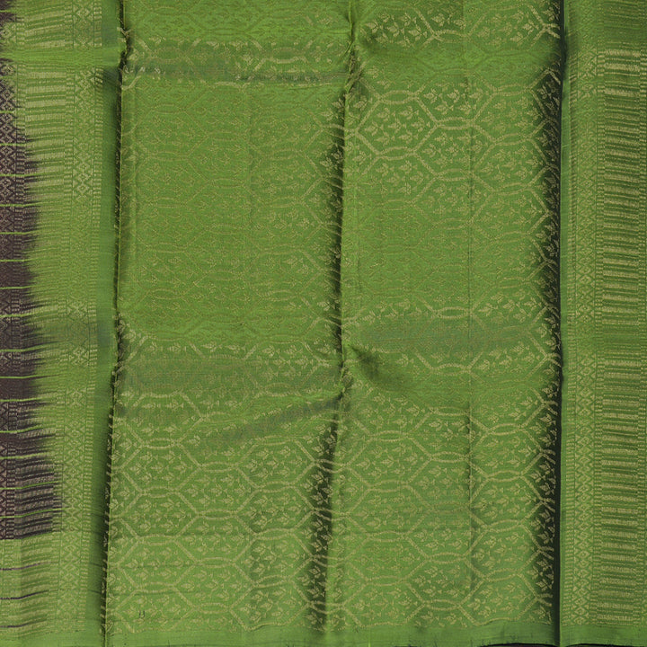 Hayagrivas Handloom Kanchana Brown Kanjivaram Silk Saree with Olive Green Border KBF777H7-3