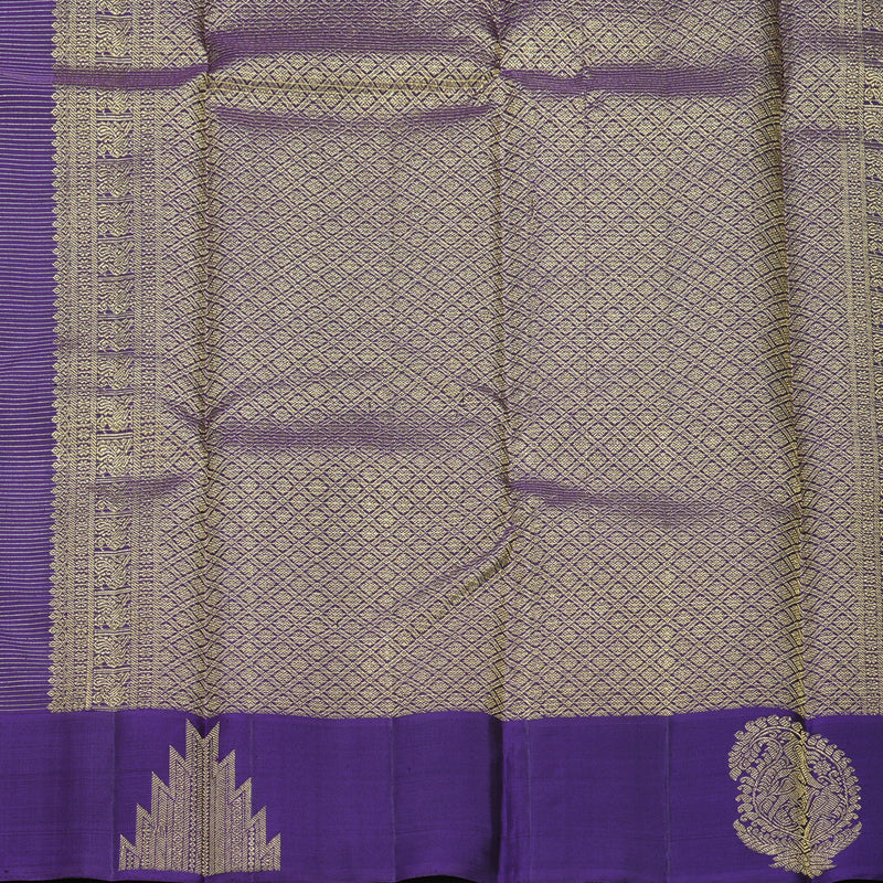 Hayagrivas Handloom Parrot Green Kanjivaram Silk Saree with Purple Border KBF782H3-1