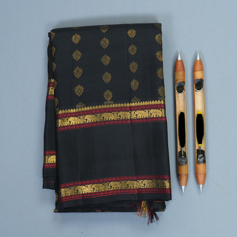 Hayagrivas Handloom Black Kanjivaram Silk Saree KBF786H2-1