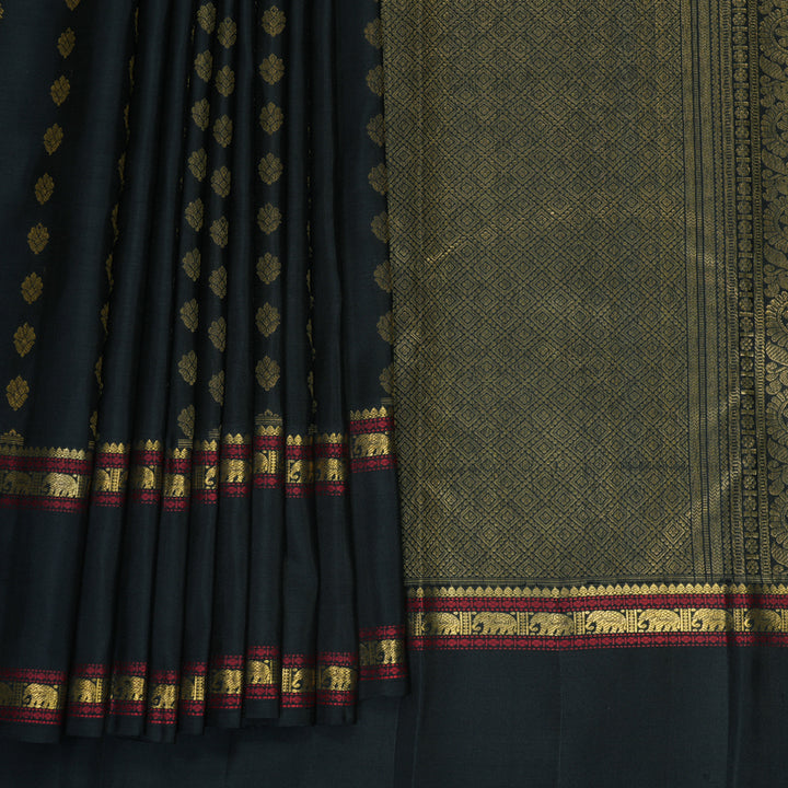 Hayagrivas Handloom Black Kanjivaram Silk Saree KBF786H2-1