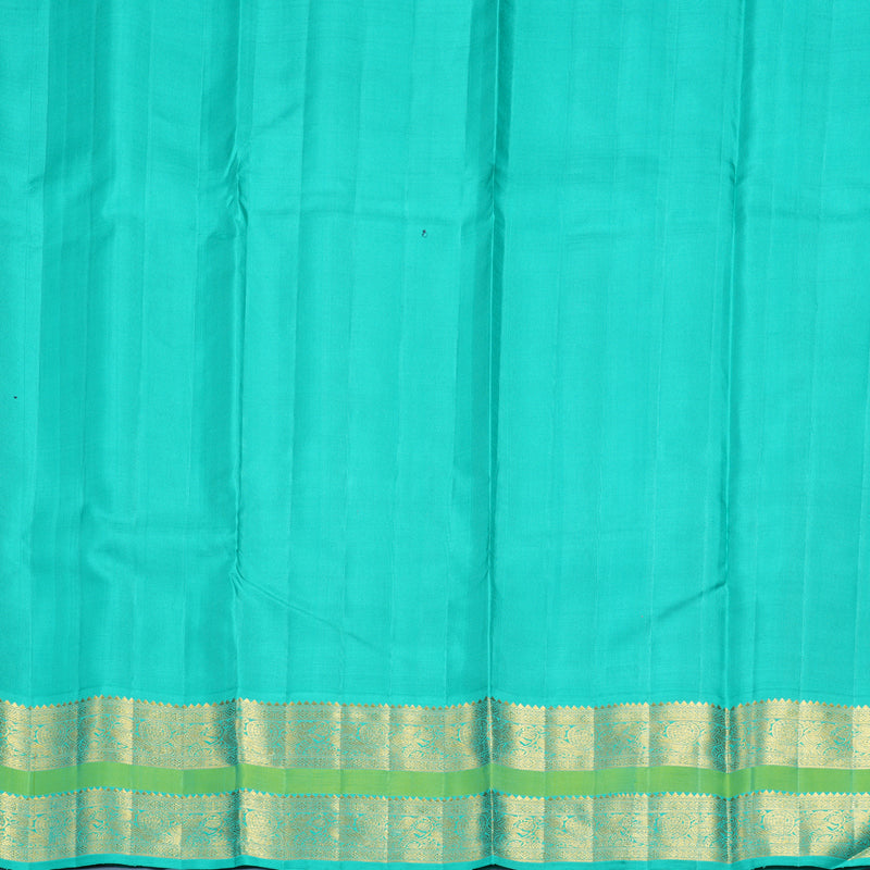 Hayagrivas Handloom Rani Pink Kanjivaram Silk Saree with Bright Teal Border KBF789H2-1