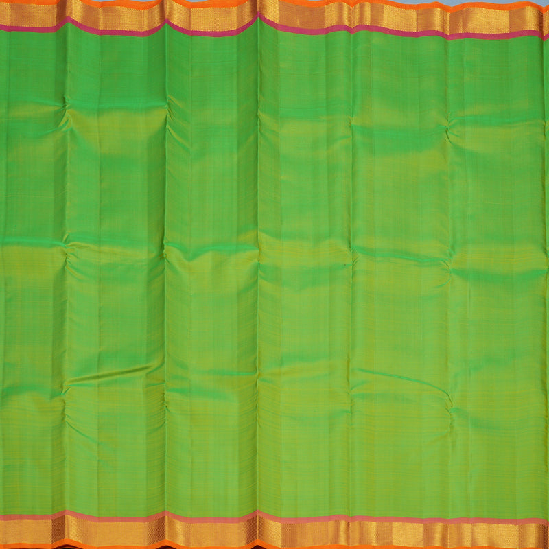Hayagrivas Handloom Fluorescent Green Kanjivaram Silk Saree with Onion Pink Border KBF78D1-1