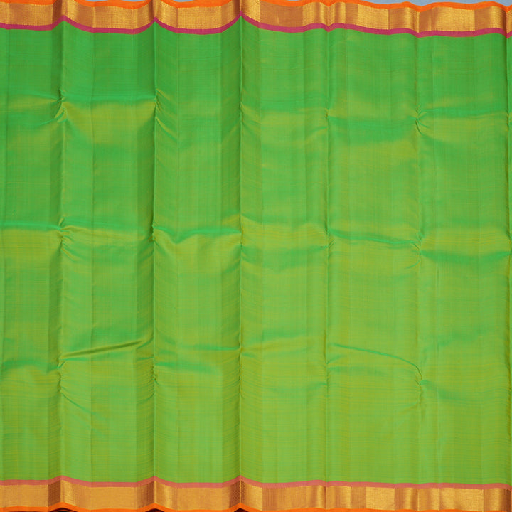 Hayagrivas Handloom Fluorescent Green Kanjivaram Silk Saree with Onion Pink Border KBF78D1-1
