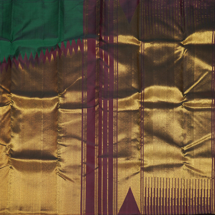 Hayagrivas Handloom Bottle Green Kanjivaram Silk Saree with Tissue Border KBF792H1-1